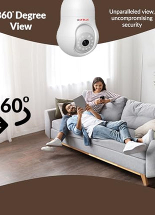 CP PLUS 3 MP Resolution Smart Wi-fi Bulb Security Camera | 360° View | 2 Way Talk | Motion Tracking & Detection Alert | Built-in Siren | Advanced Night Vision | IR Distance 15 Mtr. | CP-T31A 