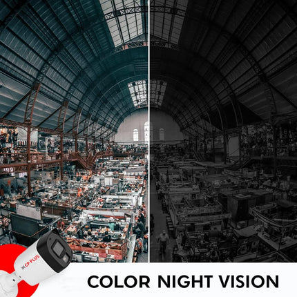 CP PLUS 4 channel DVR with 2MP 4x OUTDOOR, Built-in Audio Mic, Dual Light Color Night Vision wired CCTV Cameras, Motion Detection, 4 Channel SMPS, 70 Meters CCTV Cable, 1TB HDD, Required BNC/DC, white 