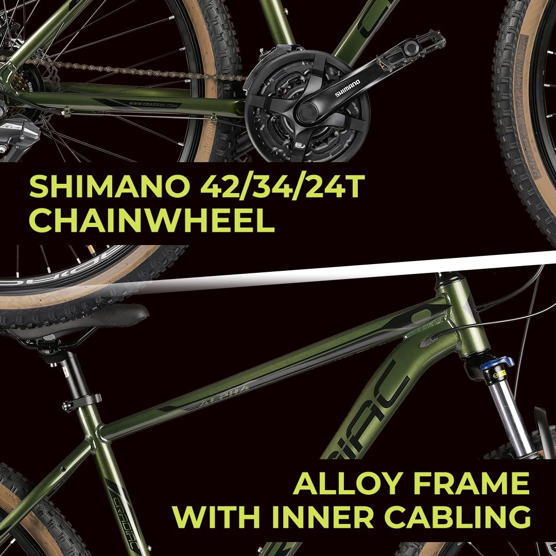 CRADIAC - Alpha PRO Gen 2 | 21 Gear MTB Cycle | 6061 Alloy Frame | Dual DISC | 27.5" Inch Mountain Cycle | Zoom Lockout Suspension | Ideal for 15+ Years Men/Boys/Girls 