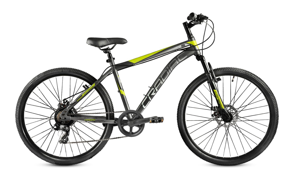 CRADIAC Hustler 7 Speed 26 inch Steel Geared High Performance Mountain Cycle for Men with Front Suspension & Dual disc Brakes | Ideal for 12+ Years, Unisex, Frame Size - 18.5 Inch 