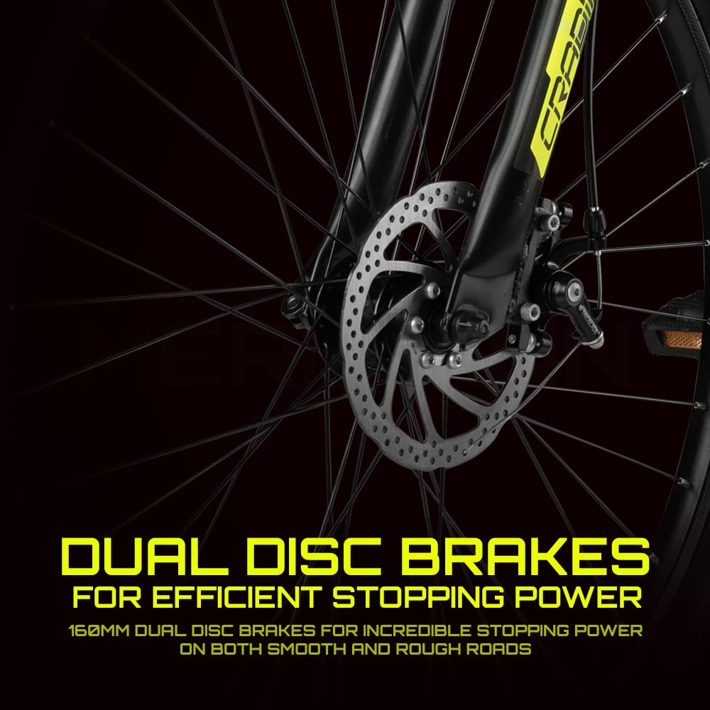 CRADIAC Hustler 7 Speed 26 inch Steel Geared High Performance Mountain Cycle for Men with Front Suspension & Dual disc Brakes | Ideal for 12+ Years, Unisex, Frame Size - 18.5 Inch 