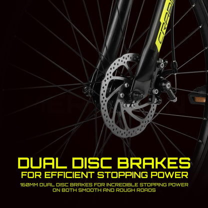 CRADIAC Hustler 7 Speed 26 inch Steel Geared High Performance Mountain Cycle for Men with Front Suspension & Dual disc Brakes | Ideal for 12+ Years, Unisex, Frame Size - 18.5 Inch 