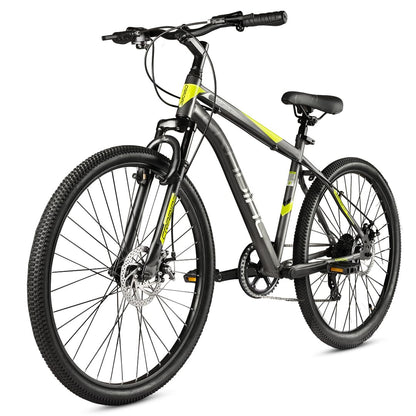 CRADIAC Hustler 7 Speed 26 inch Steel Geared High Performance Mountain Cycle for Men with Front Suspension & Dual disc Brakes | Ideal for 12+ Years, Unisex, Frame Size - 18.5 Inch 