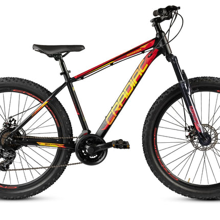 CRADIAC Rooster LITE 21 Speed 6061 Alloy MTB Cycle 29T 21 Speed Gear Bicycle for Men with Front Suspension & Dual Disc Brake Mountain Bike | Ideal for 15+ Years, Unisex, 18 Inch, Black, Red 