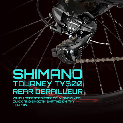 CRADIAC Rooster LITE 21 Speed 6061 Alloy MTB Cycle 29T 21 Speed Gear Bicycle for Men with Front Suspension & Dual Disc Brake Mountain Bike | Ideal for 15+ Years, Unisex, 18 Inch, Black, Red 