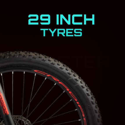 CRADIAC Rooster LITE 21 Speed 6061 Alloy MTB Cycle 29T 21 Speed Gear Bicycle for Men with Front Suspension & Dual Disc Brake Mountain Bike | Ideal for 15+ Years, Unisex, 18 Inch, Black, Red 