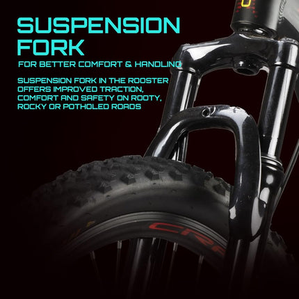 CRADIAC Rooster LITE 21 Speed 6061 Alloy MTB Cycle 29T 21 Speed Gear Bicycle for Men with Front Suspension & Dual Disc Brake Mountain Bike | Ideal for 15+ Years, Unisex, 18 Inch, Black, Red 