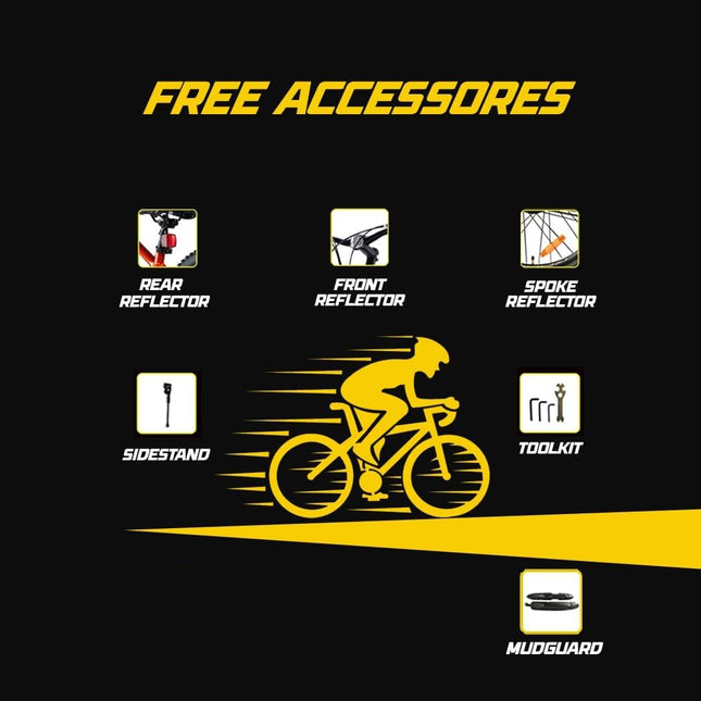 CRADIAC Stinger X7-21 Speed Cycle for Men with Dual Disc Brakes & Front Suspension Fork, 29 T 21 Speed Bicycle for Adults with Hitensile Steel Frame, Ideal for 12+ Years Unisex, 18.5 Inch Frame 