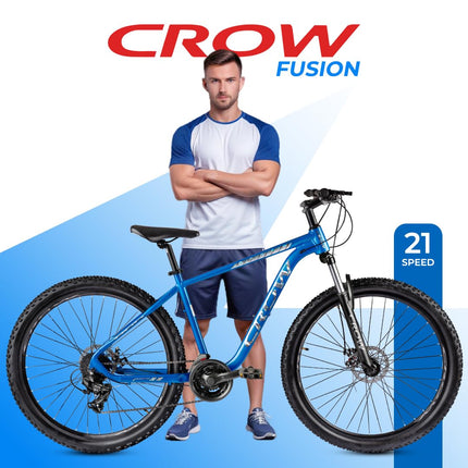 CROW - Fusion 21 Speed | 6061 Light Weight Alloy Frame | 21 Speed Gear Cycle | Lockout Suspension | 29" INCH MTB | Disc Brake | Ideal for 15+ Years with 5.8FT + 