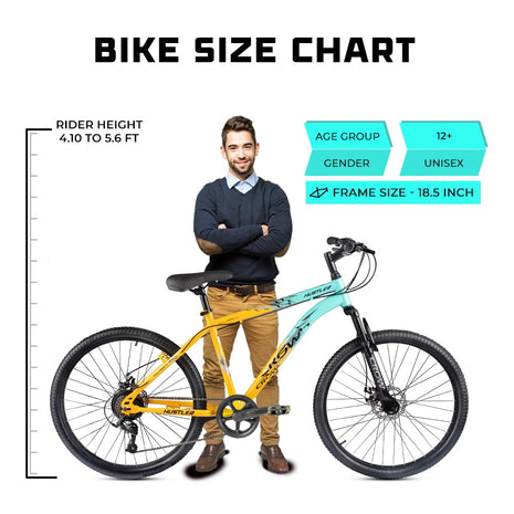 CROW - Hustler 21 Speed Mountain Bike | 21 Gear Cycle | Suspension Fork | Dual Disc Brakes | Hitensile Steel Frame | Ideal for 12+ & 5 to 5.8 FT (Yellow - FOXGRREN, 26 INCH) 
