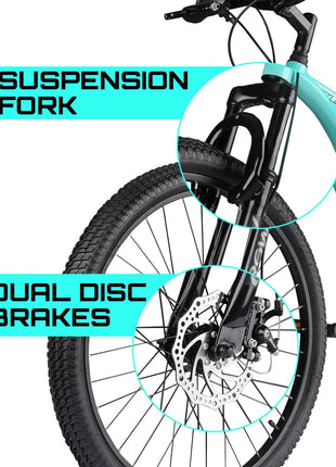 CROW - Hustler 21 Speed Mountain Bike | 21 Gear Cycle | Suspension Fork | Dual Disc Brakes | Hitensile Steel Frame | Ideal for 12+ & 5 to 5.8 FT (Yellow - FOXGRREN, 26 INCH) 