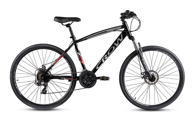 CROW - SPEEDLINER 21 Speed | 700 * 35C Hybrid | 21 Speed Gear Cycle | Dual Disc Brakes | Suspension Fork | HITENSILE Steel Frame | Ideal for Girls/Boys/Men 