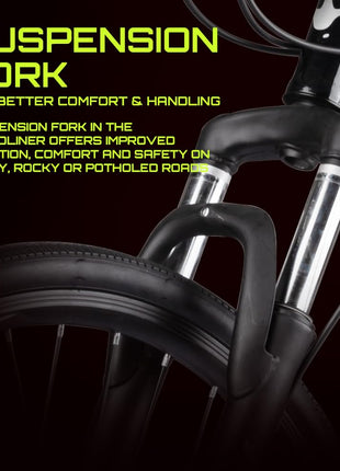 CROW - SPEEDLINER 21 Speed | 700 * 35C Hybrid | 21 Speed Gear Cycle | Dual Disc Brakes | Suspension Fork | HITENSILE Steel Frame | Ideal for Girls/Boys/Men 