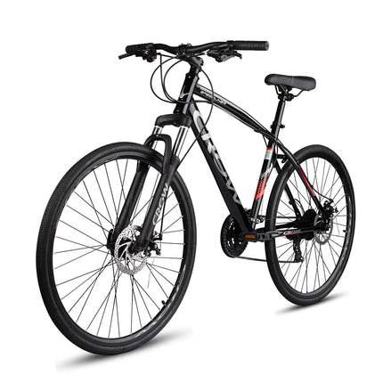 CROW - SPEEDLINER 21 Speed | 700 * 35C Hybrid | 21 Speed Gear Cycle | Dual Disc Brakes | Suspension Fork | HITENSILE Steel Frame | Ideal for Girls/Boys/Men 