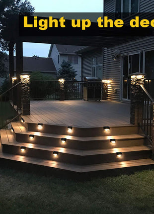 CaiFang Solar Deck Lights Outdoor, 16 PCS Solar Step LED Waterproof Lighting for Outdoor Deck, Patio, Driveway (Warm White) 