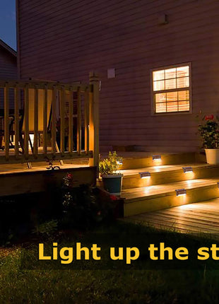 CaiFang Solar Deck Lights Outdoor, 16 PCS Solar Step LED Waterproof Lighting for Outdoor Deck, Patio, Driveway (Warm White) 