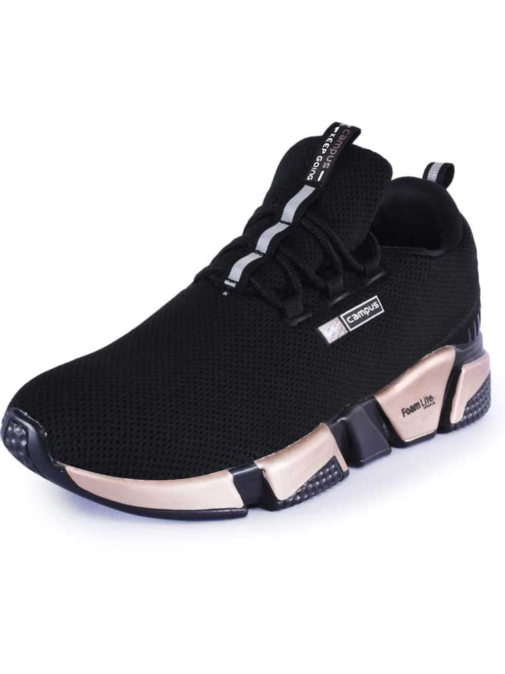 Campus Women Alexa Black And Golden Athletic Running Shoes