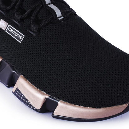 Campus Women Alexa Black And Golden Athletic Running Shoes 