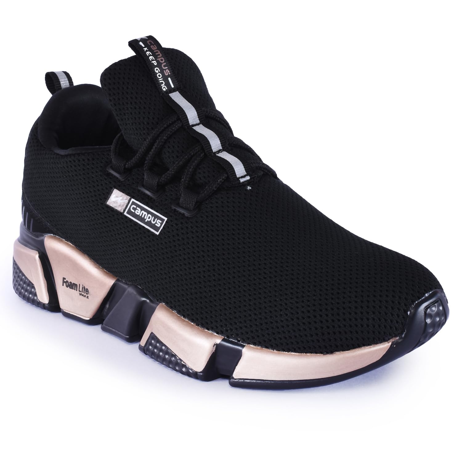 Campus Women Alexa Black And Golden Athletic Running Shoes 
