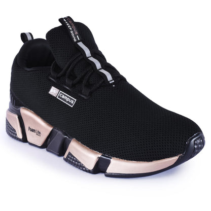Campus Women Alexa Black And Golden Athletic Running Shoes 