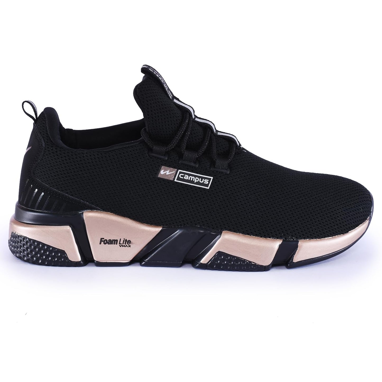 Campus Women Alexa Black And Golden Athletic Running Shoes 