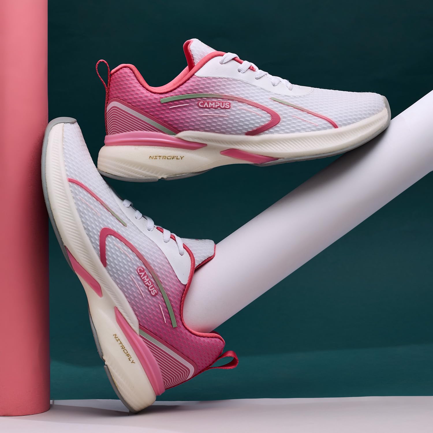 Campus Women's Revi White Pink Running Shoes 5UK 1 Pair 