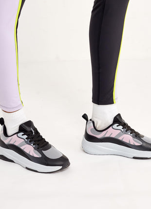 Campus Womens Fable Running Shoes Black Pink Breathable Mesh Nitrofly Cushioned 
