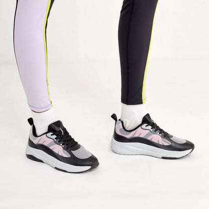 Campus Womens Fable Running Shoes Black Pink Breathable Mesh Nitrofly Cushioned 