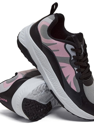 Campus Womens Fable Running Shoes Black Pink Breathable Mesh Nitrofly Cushioned 