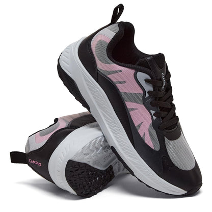 Campus Womens Fable Running Shoes Black Pink Breathable Mesh Nitrofly Cushioned 