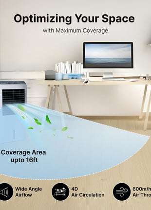 Candes 12 L Portable Mini Air Cooler for Desk, Pets | High Speed Blower, 3 Way Speed Control, Ice Chamber | Honey-comb Cooling Pads | 1 Year Warranty 