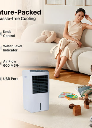 Candes 12 L Portable Mini Air Cooler for Desk, Pets | High Speed Blower, 3 Way Speed Control, Ice Chamber | Honey-comb Cooling Pads | 1 Year Warranty 