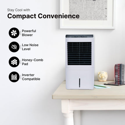 Candes 12 L Portable Mini Air Cooler for Desk, Pets | High Speed Blower, 3 Way Speed Control, Ice Chamber | Honey-comb Cooling Pads | 1 Year Warranty 
