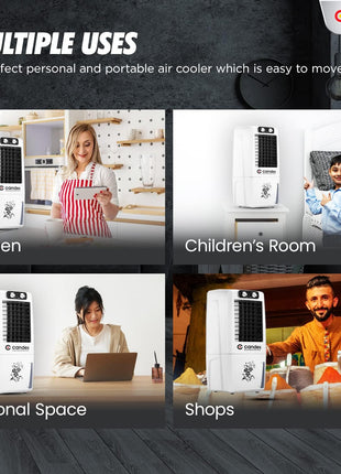 Candes 12 L Portable Mini Air Cooler for Home | High Speed Blower, 3 Way Speed Control, Ice Chamber | Inverter Compatible Air Cooler for Room Cooling with Honey-Comb Cooling Pads | 1 Year Warranty 