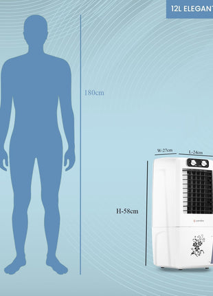 Candes 12 L Portable Mini Air Cooler for Home | High Speed Blower, 3 Way Speed Control, Ice Chamber | Inverter Compatible Air Cooler for Room Cooling with Honey-Comb Cooling Pads | 1 Year Warranty 