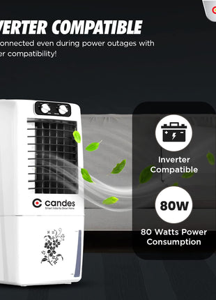 Candes 12 L Portable Mini Air Cooler for Home | High Speed Blower, 3 Way Speed Control, Ice Chamber | Inverter Compatible Air Cooler for Room Cooling with Honey-Comb Cooling Pads | 1 Year Warranty 