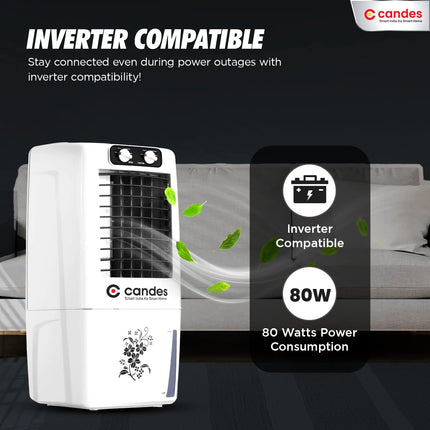 Candes 12 L Portable Mini Air Cooler for Home | High Speed Blower, 3 Way Speed Control, Ice Chamber | Inverter Compatible Air Cooler for Room Cooling with Honey-Comb Cooling Pads | 1 Year Warranty 