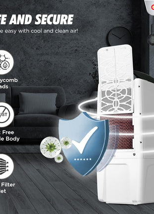 Candes 12 L Portable Mini Air Cooler for Home | High Speed Blower, 3 Way Speed Control, Ice Chamber | Inverter Compatible Air Cooler for Room Cooling with Honey-Comb Cooling Pads | 1 Year Warranty 