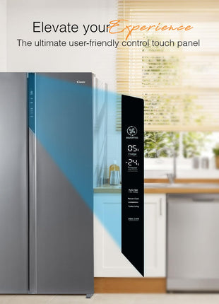 Candy 602 L Frost Free Side by Side Refrigerator with 100% Convertible Technology, Digital Control Panel and Magic Convertible Cooling 2-door (Shiny Steel, CSS6600TS) 