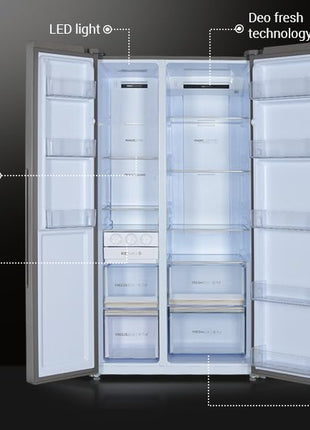 Candy 602 L Frost Free Side by Side Refrigerator with 100% Convertible Technology, Digital Control Panel and Magic Convertible Cooling 2-door (Shiny Steel, CSS6600TS) 