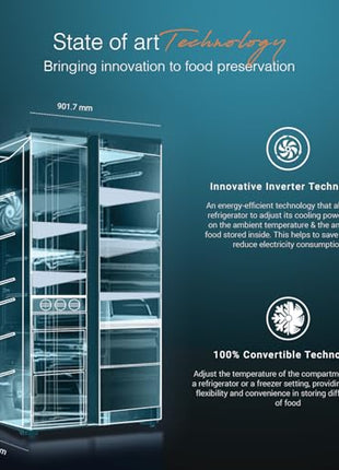 Candy 602 L Frost Free Side by Side Refrigerator with 100% Convertible Technology, Digital Control Panel and Magic Convertible Cooling 2-door (Shiny Steel, CSS6600TS) 