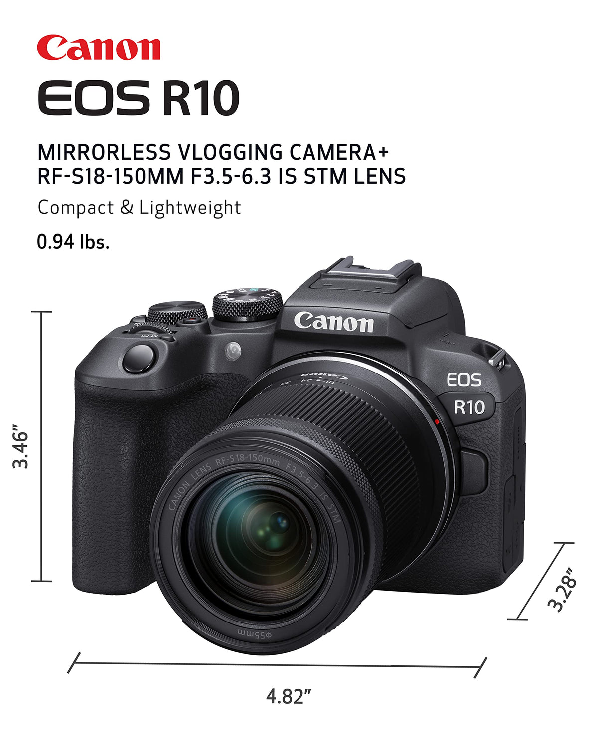 Canon EOS R10 24.2MP RF-S18-150 F/3.5-6.3 IS STM Mirrorless Camera (APS-C Sendor, 4K UHD Video) for Wedding & Content Creators - Black 