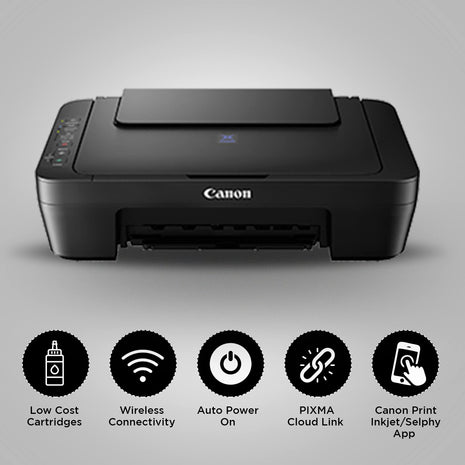 Canon PIXMA E470 All in One (Print, Scan, Copy) WiFi Ink Efficient Colour Printer for Home 