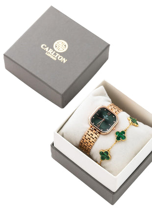 Carlton London Premium Stainless Steel Watch Gift Set for Women | Watch + Bracelet | Luxury Gifting for Her | Gift for Birthday Anniversary | Water Resistant 