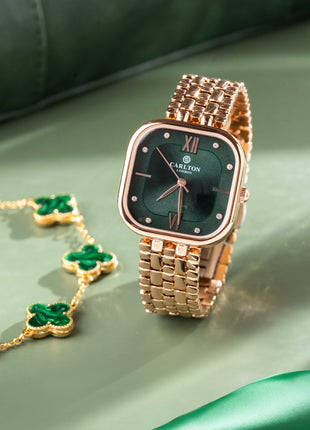 Carlton London Premium Stainless Steel Watch Gift Set for Women | Watch + Bracelet | Luxury Gifting for Her | Gift for Birthday Anniversary | Water Resistant 