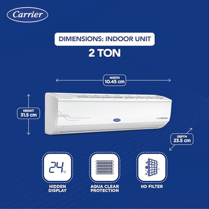 Carrier 2 Ton 5 Star AI Flexicool Inverter Split AC (Copper, Convertible 6-in-1 Cooling,Dual Filtration, Auto Cleanser, ESTER Exi, CAI24ES5R34F1,White) 
