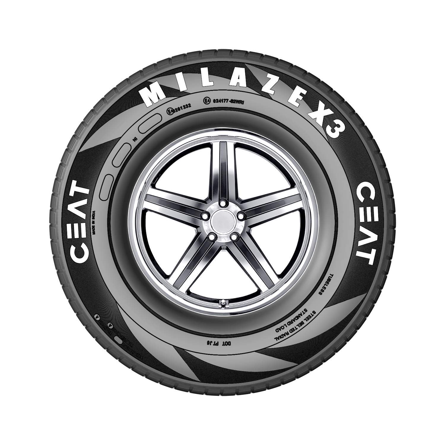 Ceat 155/80R13 MILAZE X3 Tubeless Tyre with add-on Home Fitment option. 