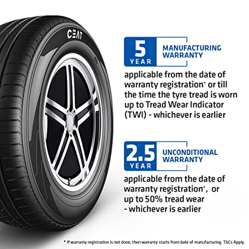 Ceat Secura Drive 185/65 R15 88H Tubeless Car Tyre (Home Delivery), Black 