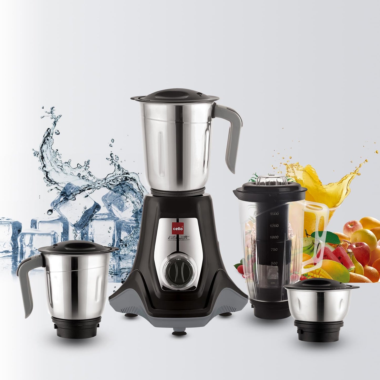 Cello Hercules Mixer Grinder 750W, Black- 2 Year Warranty (We Jar with Lid- 1.2 L; Dry Jar with Lid- 1L; Chuntney Jar with Lid- 500ml; Juicer Jar Capacity- 1500ml; Spatula) 