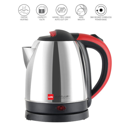 Cello Quick Boil Primo 1.5 Litre Electric Kettle Watts, Red… 
